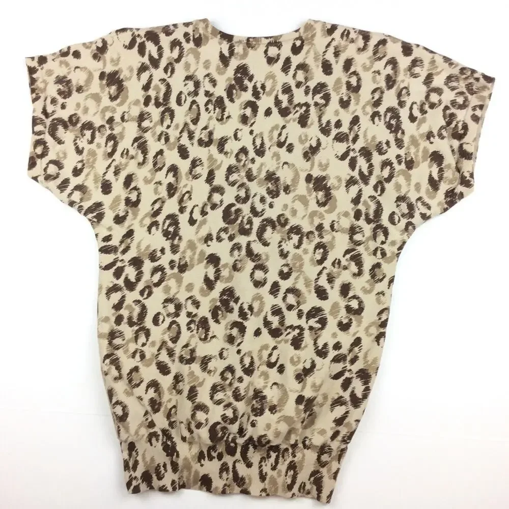 Michael Kors | Silk Leopard Short Sleeve Sweater